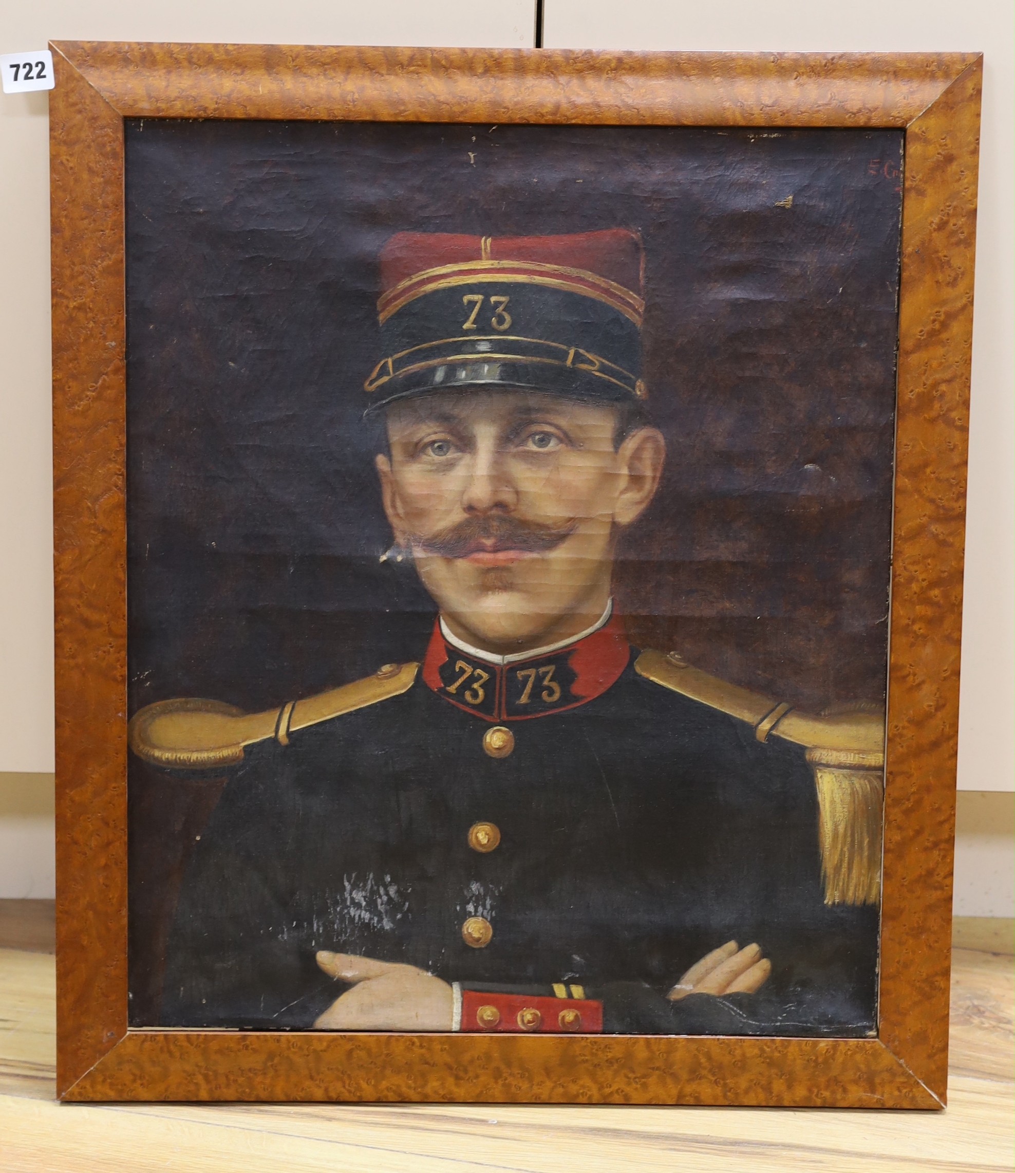French School c.1900, oil on canvas, Portrait of an army officer, incompletely signed top right, 55 x 46cm